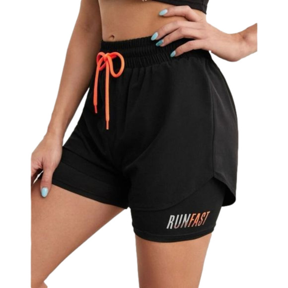 Printed Layered Running Shorts - Picture 1 of 3